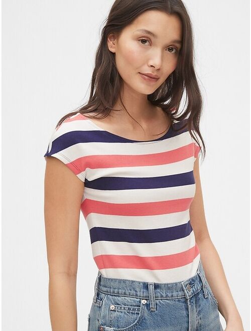 GAP Women's Short Sleeve Modern Boatneck Striped T-Shirt