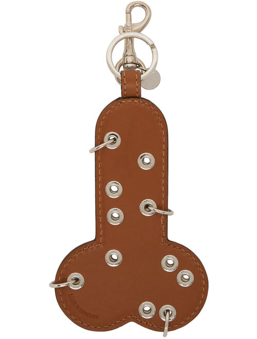 Brown Leather Studded Penis Keychain