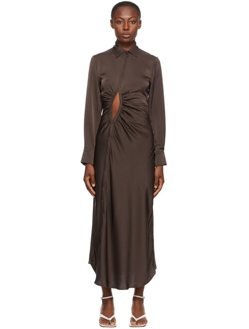 SSENSE Exclusive Brown Satin Universe Dress