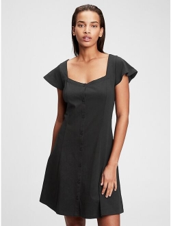 Button-Front Flare Dress