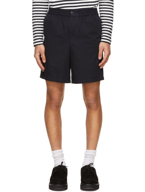 Navy Elasticized Waist Bermuda Shorts