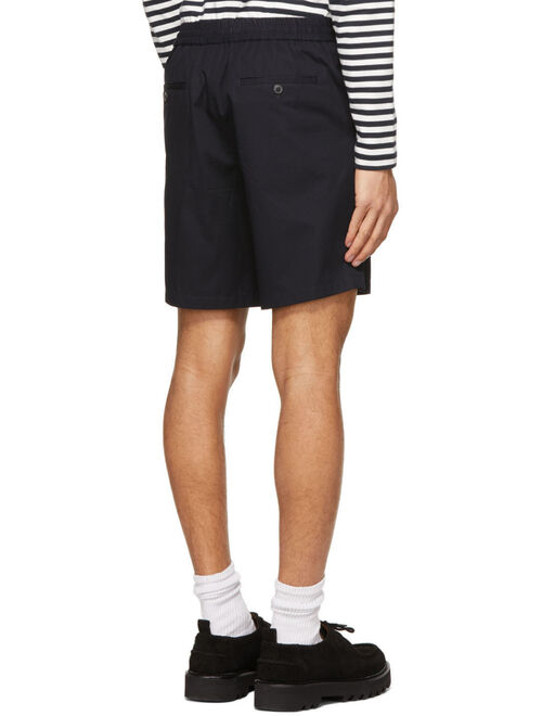 Navy Elasticized Waist Bermuda Shorts