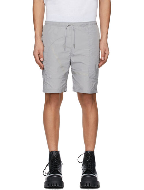 Grey Mid Rise Polyester Track Shorts