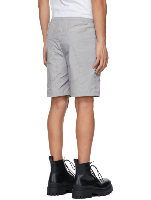 Grey Mid Rise Polyester Track Shorts