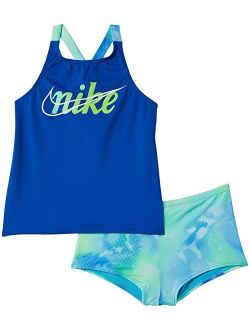 Rainbow Cloud Dye Cross-Back Tankini Set (Little Kids/Big Kids)