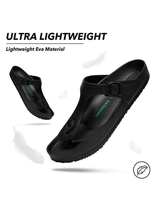 SAGUARO Men's Women's Comfort Slides Double Buckle Sandals Adjustable EVA Flat Sandals Lightweight Flip Flops