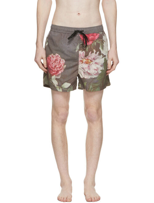 Green William Mid Rise Floral Trunk Swim Shorts