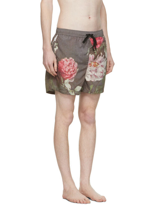 Green William Mid Rise Floral Trunk Swim Shorts