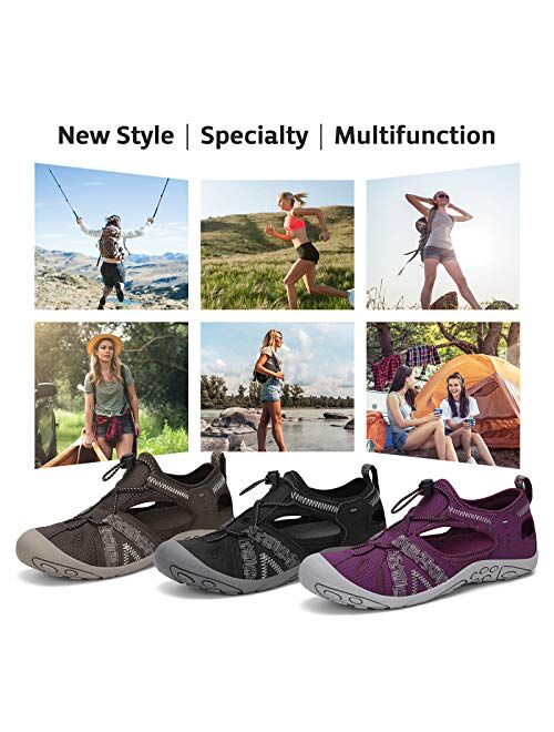 SAGUARO Women's Sport Sandal Closed Toe Breathable Summer Outdoor Hiking Shoes