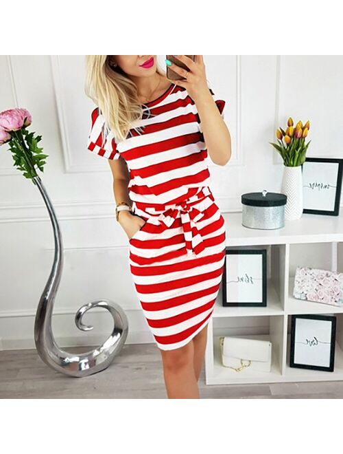 2020 European and American Summer Fashion Solid Color Wan Sleeved V-neck Women's Shirt Dress Size : S-XXXL  A-171