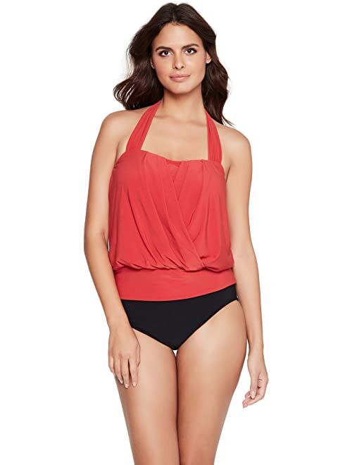 Magicsuit Red Polyester Solid Debbie Top