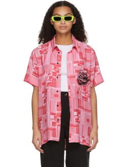 SSENSE Exclusive Jeremy O. Harris Pink Print Rose Bowling Shirt