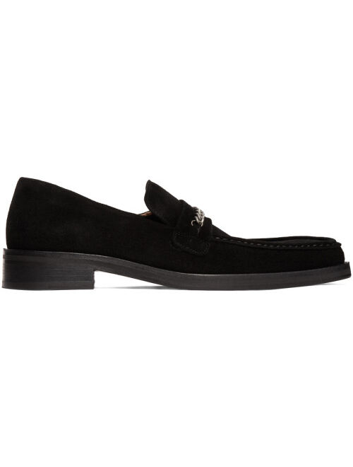 Black Suede Square Toe Loafers