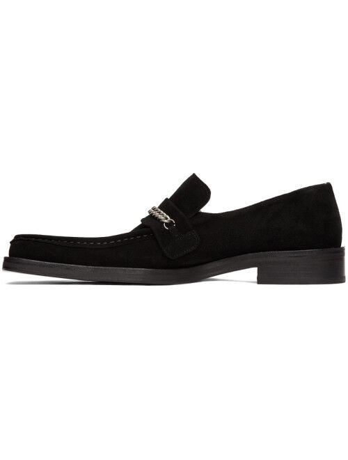 Black Suede Square Toe Loafers