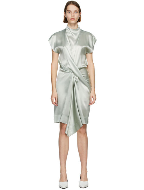 Blue Silk Wrap Dress