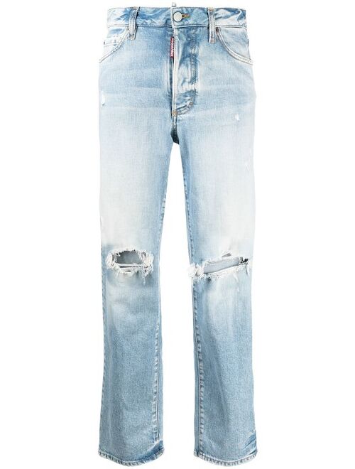 Dsquared2 distressed straight-leg ripped detailing jeans