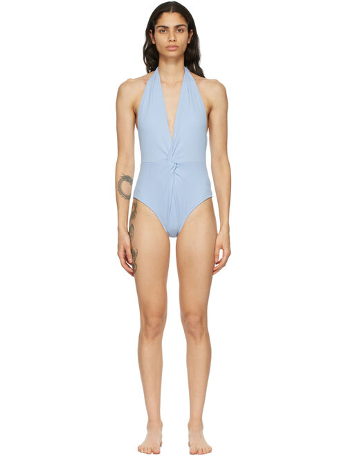 Blue Recycled Twist One-Piece Swimsuit