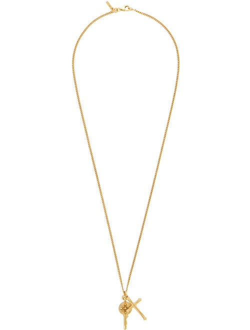 Gold Cross & Key Pendant Necklace