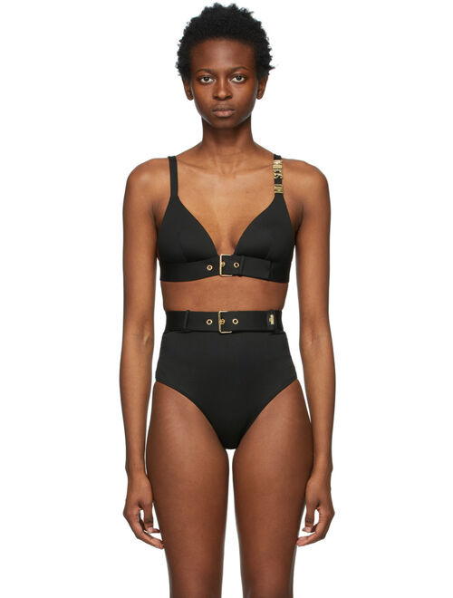 Black Golden Buckle Triangle Bikini Top