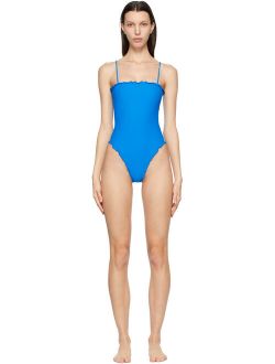 Sherris Blue Ruffle Tank One-Piece Swimsuit