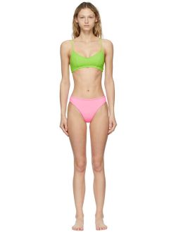 Nu Swim Green & Pink Stas & High-Cut Bikini