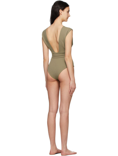 Haight Green Crepe V One-Piece Swimsuit