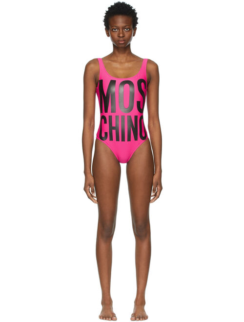 Moschino Pink Maxi Logo One-Piece Swimsuit