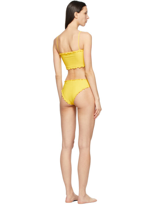 Sherris Yellow Ruffle Tank Top Bikini