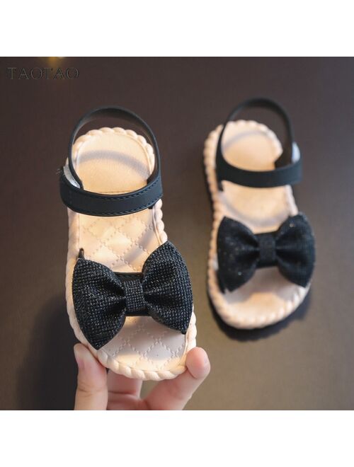 Summer Kids Shoes Fashion Sweet Princess Children Sandals for Girls Toddler Baby Soft Breathable Hoolow Out Bow Shoes