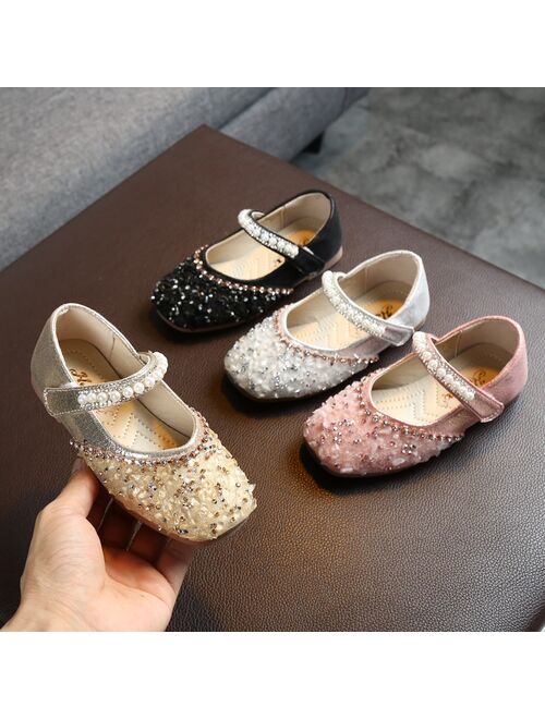 JAYCOSIN 2019 Autumn Girls Princess Shoes Infant Kids Baby Crystal Pearl Sequins Bling Sandals Soft Sole Dance Shoes Flat Princess Shoes