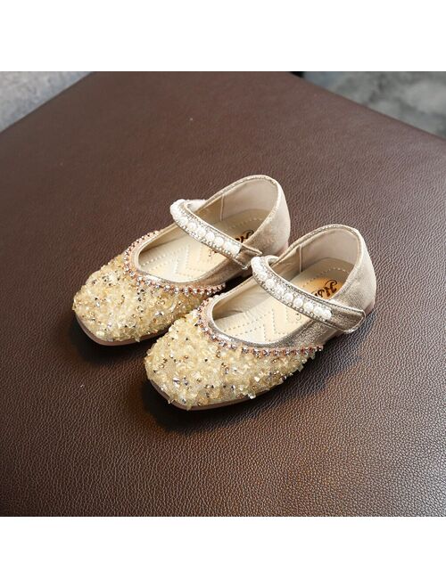 JAYCOSIN 2019 Autumn Girls Princess Shoes Infant Kids Baby Crystal Pearl Sequins Bling Sandals Soft Sole Dance Shoes Flat Princess Shoes