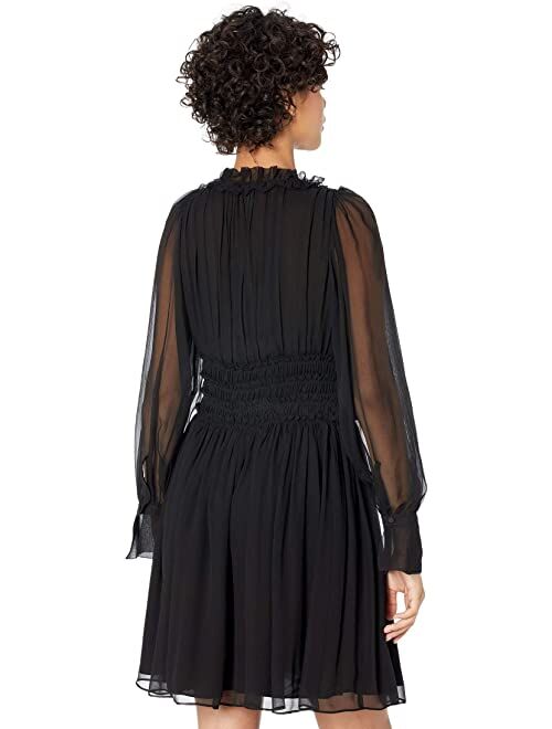 Rebecca Taylor Long Sleeve Silk Chiffon Dress