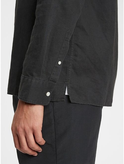 GAP Linen-Cotton Spread Collar Long Sleeve Shirt