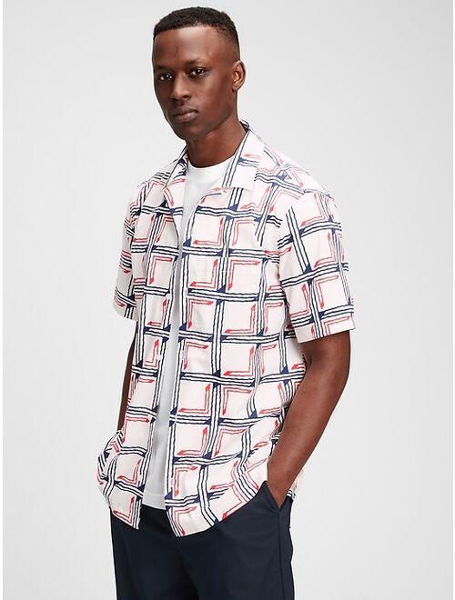 GAP Poplin Print Spread Collar Relaxed Fit Shirt