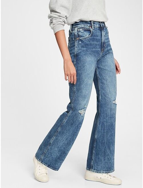 GAP High Rise Destructed Vintage Flare Jeans