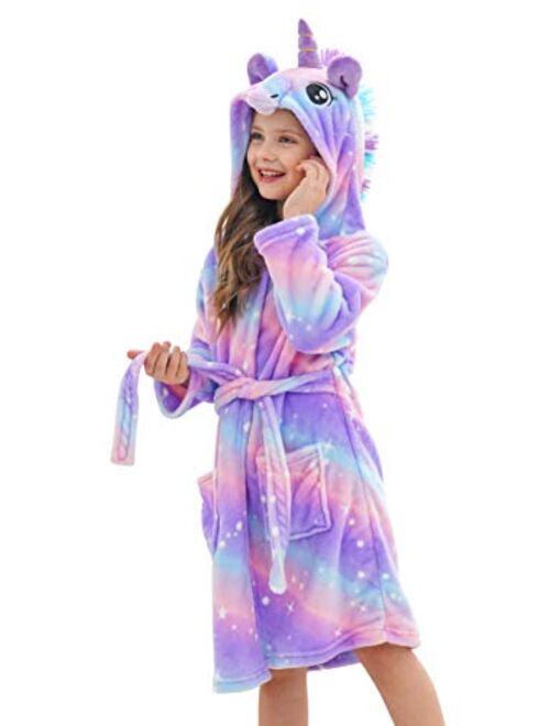 Doctor Unicorn Soft Unicorn Hooded Star Dots Bathrobe - Unicorn Gifts for Girls