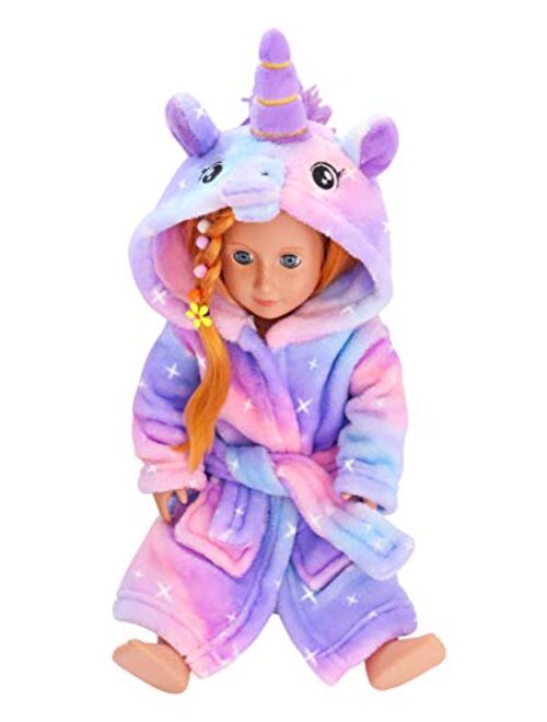 Doctor Unicorn Soft Unicorn Hooded Galaxy Bathrobe Sleepwear Matching Doll & Girls
