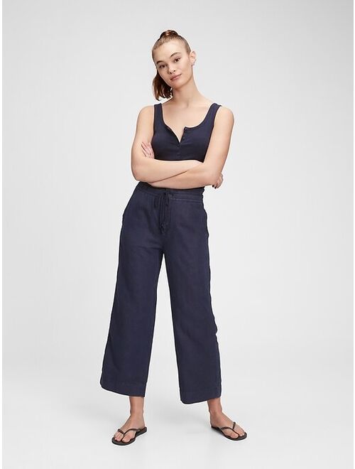GAP High Rise Wide-Leg Pants in Linen-Cotton with Washwell™