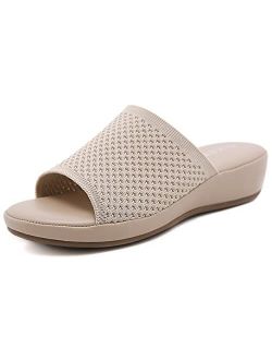 Women Wedge Slides Sandals Comfortable Open Toe Summer Sandals Slip on Mules