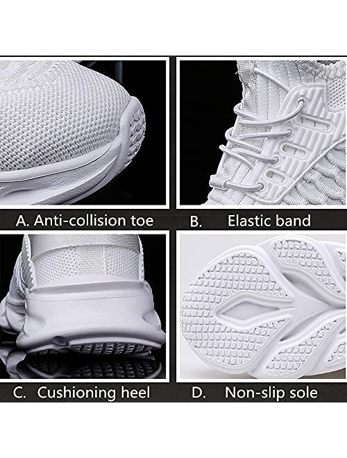 ChayChax Kids Sneakers Boys Girls Slip-on Tennis Shoes Breathable Knit Athletic Outdoor Sport Running Shoes