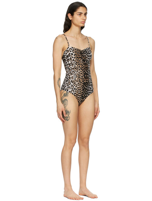 GANNI Black & Brown Recycled One-Piece Swimsuit