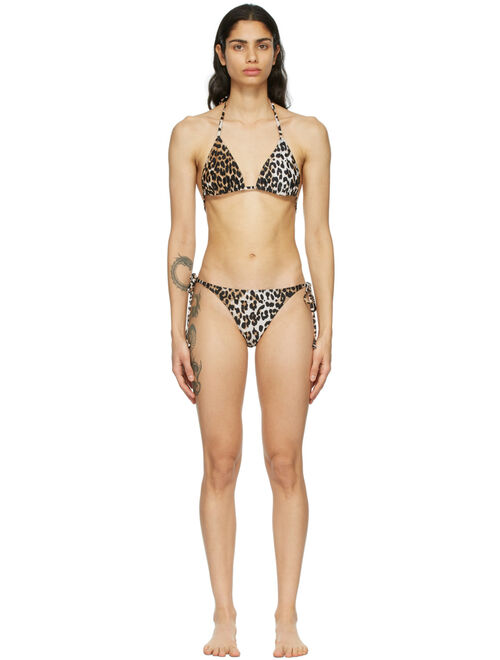 GANNI Black & Brown Recycled Leopard Bikini