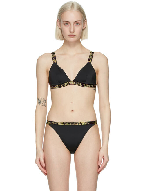 Versace Underwear Black Greca Border Bikini Top