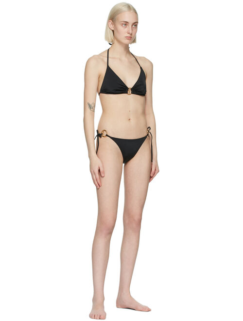 Versace Underwear Black Ring-Hardware Bikini Bottom