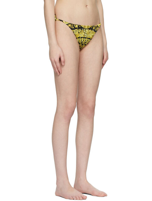 Versace Underwear Black & Yellow Barocco Bikini Bottoms