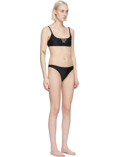 More Joy Black Polyamide And Elastane Scoop Neck Low Rise  Bikini Set