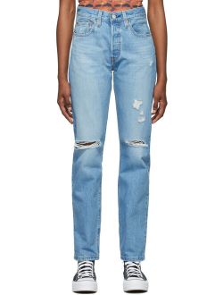 Blue Denim Ripped 501 Original Fit Jeans