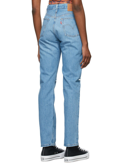 Levi's Blue Denim Ripped 501 Original Fit Jeans