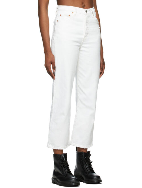 Levi's White Ribcage Ankle Straight Jeans