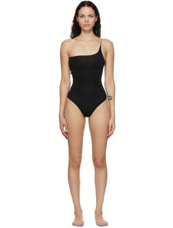 Oséree Black One-Shoulder Lumière One-Piece Swimsuit